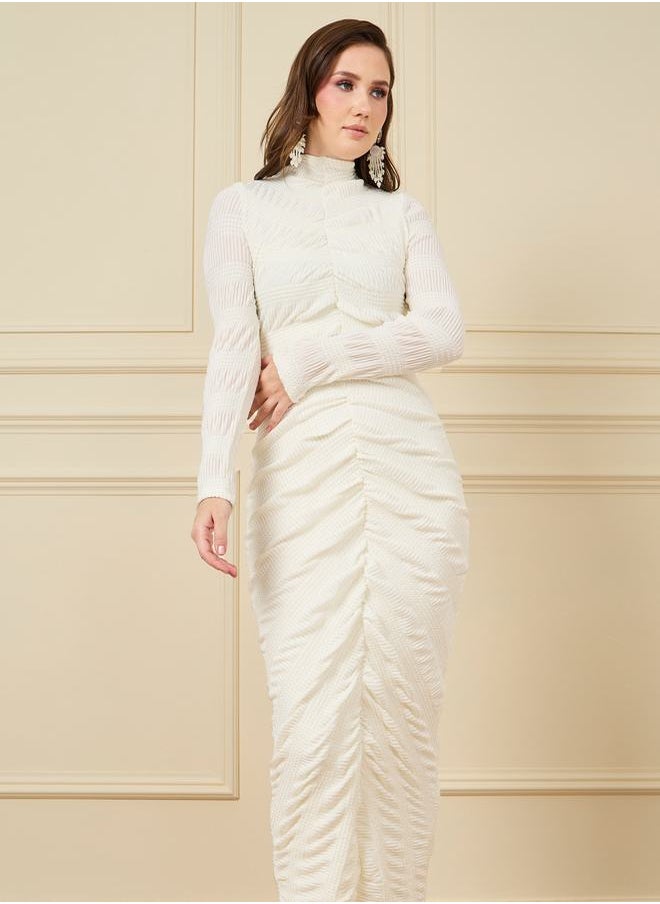 Styli - Textured High Neck Bodycon Maxi Dress - Image 1