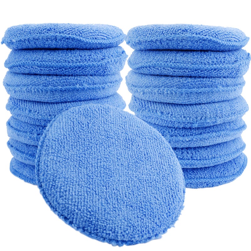 Wax Applicator PadsAugshy 15 Pcs 472 Microfiber Applicator Pads Polishing Pad Buffing Pads Blue