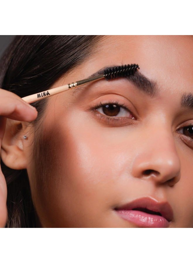MinaiBrow فرشاة حواجب مينا ديو ماسكارا | فرشاة حواجب مائلة عالية الجودة وفرشاة سبولي للحواجب، الحناء، الكحل، الشكل، الشمع، التثبيت، الصبغة والمكياج - Image 3