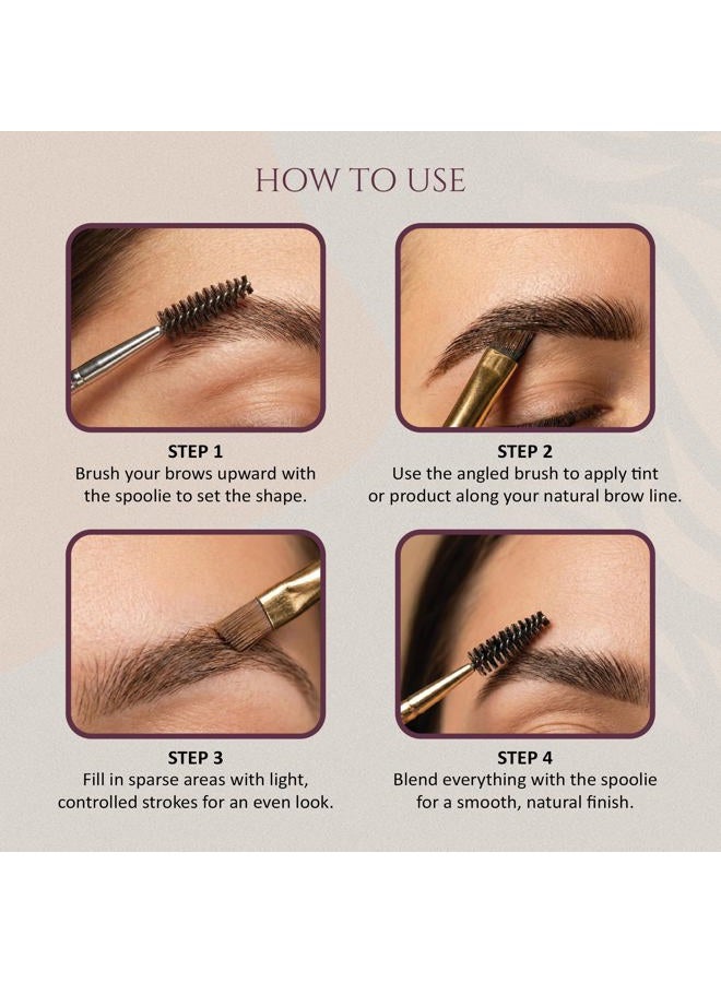 MinaiBrow فرشاة حواجب مينا ديو ماسكارا | فرشاة حواجب مائلة عالية الجودة وفرشاة سبولي للحواجب، الحناء، الكحل، الشكل، الشمع، التثبيت، الصبغة والمكياج - Image 4