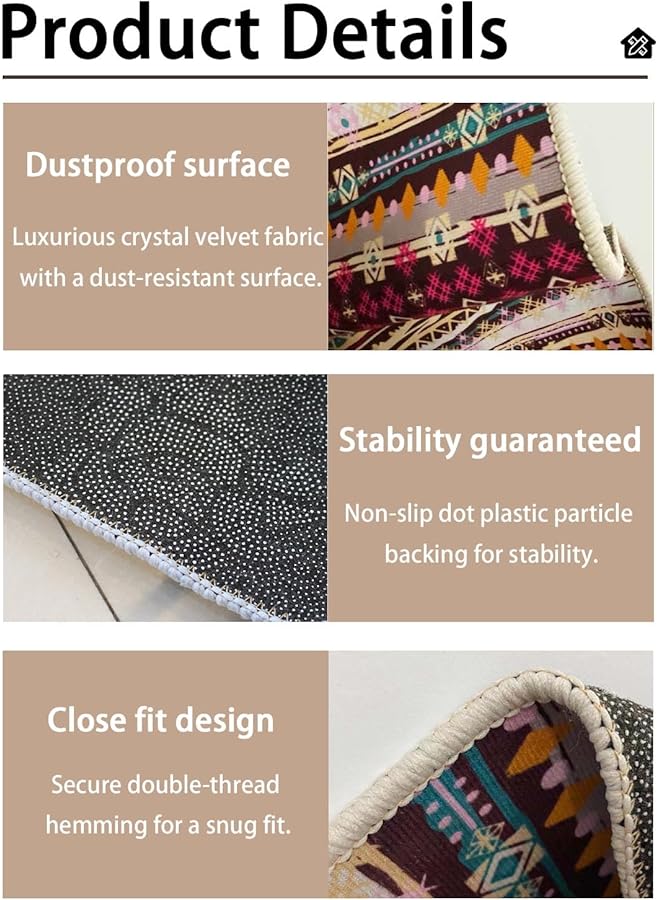 EqiEch Carpet Soft Floor Mat Rug Pad Anti Slip Blanket Stylish Velvet Rugs Indoor Accent Entry Carpet Washable Carpets For Dining Playroom Nursery Camper Bedside 140 X 200 Cm Style 1 - Image 5
