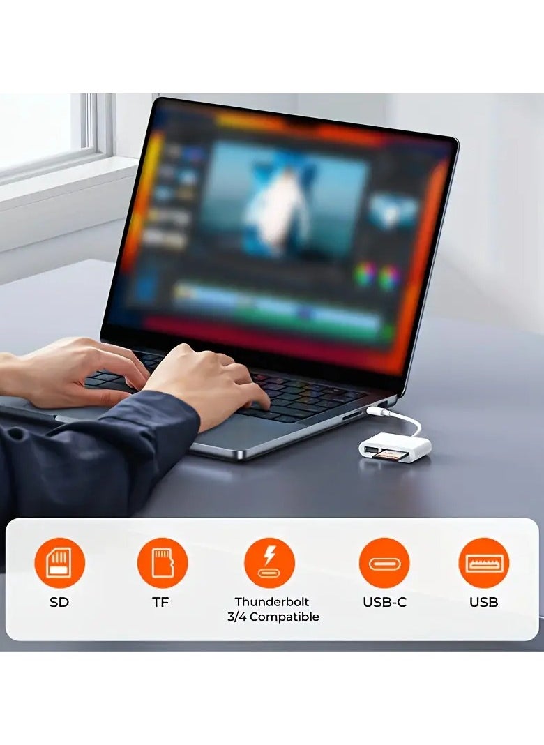 Home Clearance Sale - USB C SD Card Reader, Suitable For RayCue USB C To SD Card For IPad/Mac/laptop, Suitable For IMac, IPad Pro/Air/Mini, MacBook Pro/Air, Galaxy Three-in-one USB C/Type C To USB Camera Storage Card Reader Adapter - Image 1