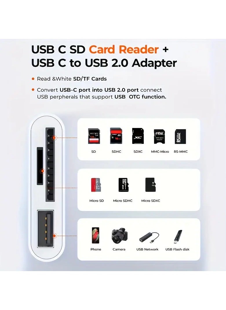 Home Clearance Sale - USB C SD Card Reader, Suitable For RayCue USB C To SD Card For IPad/Mac/laptop, Suitable For IMac, IPad Pro/Air/Mini, MacBook Pro/Air, Galaxy Three-in-one USB C/Type C To USB Camera Storage Card Reader Adapter - Image 1