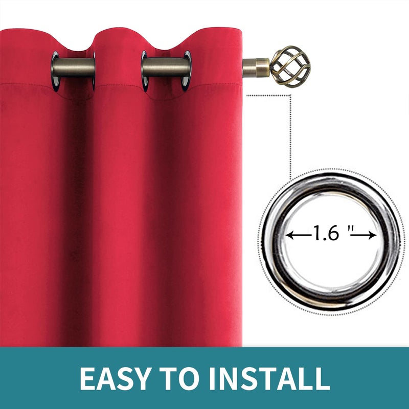 BGment Room Darkening Curtains 45 Inches Long - Grommet Thermal Insulated Drapes Window Treatment Curtains for Bedroom, 2 Panels, 38 x 45 Inch, Red - Image 5