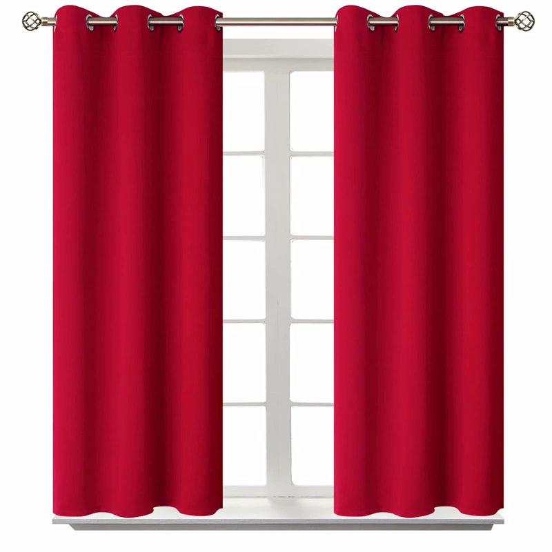 BGment Room Darkening Curtains 45 Inches Long - Grommet Thermal Insulated Drapes Window Treatment Curtains for Bedroom, 2 Panels, 38 x 45 Inch, Red - Image 1