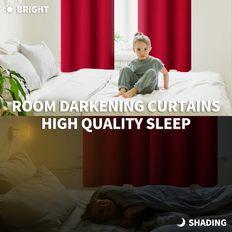 BGment Room Darkening Curtains 45 Inches Long - Grommet Thermal Insulated Drapes Window Treatment Curtains for Bedroom, 2 Panels, 38 x 45 Inch, Red - Image 3