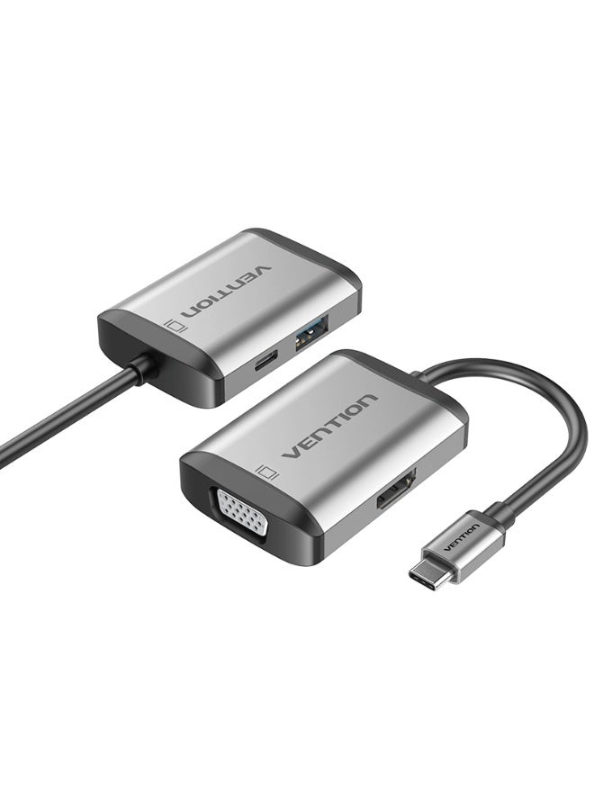 VENTION Type-C to HDMI/VGA/USB3.0/PD Converter 0.15M Gray Metal Type Model # TFAHB - Image 4