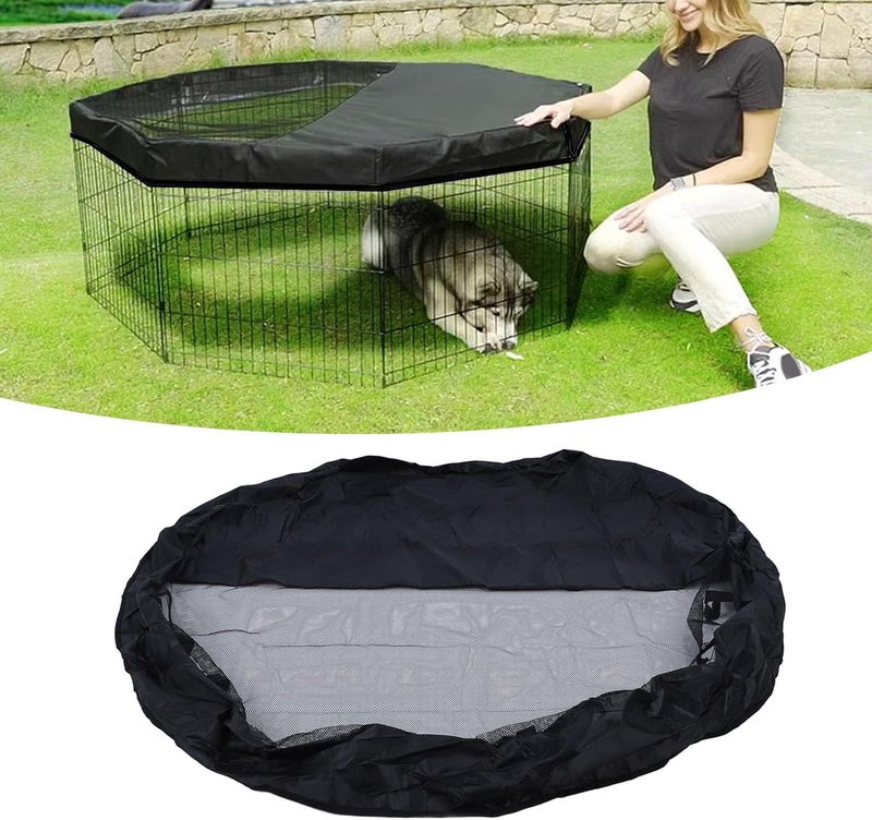 Zerodis Dog Pen Cover, Octagonal Oxford Cloth Pet Pen Proof Half Mesh Dog Playpen Top Cover Protecting Them from Harm by Other Animals Outdoors Fits 8 Panels 24 Inch Width Octagonal Pet - Image 5