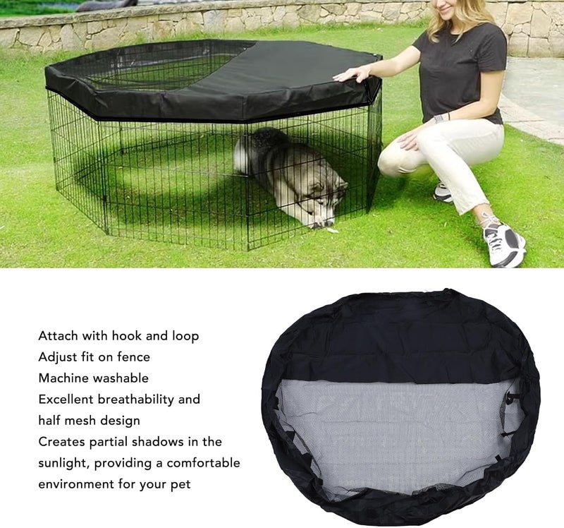 Zerodis Dog Pen Cover, Octagonal Oxford Cloth Pet Pen Proof Half Mesh Dog Playpen Top Cover Protecting Them from Harm by Other Animals Outdoors Fits 8 Panels 24 Inch Width Octagonal Pet - Image 2