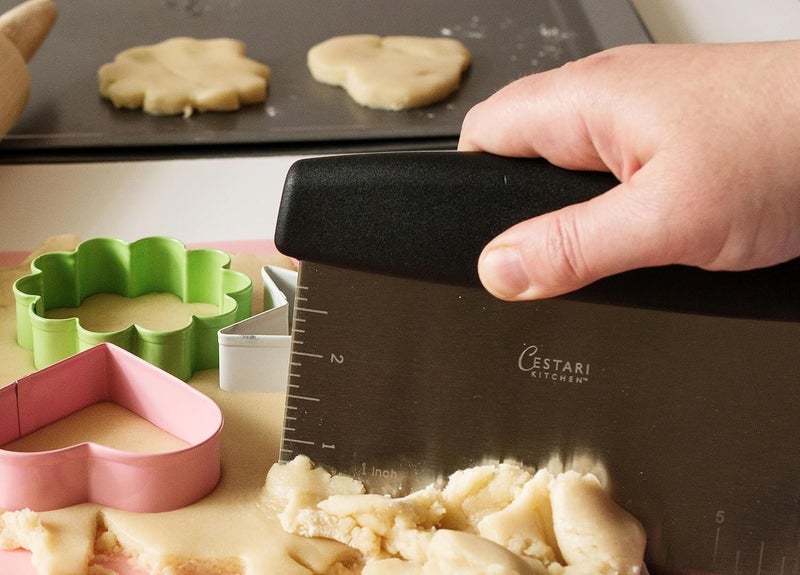 Cestari Dough Scraper : Professional Quality Heavy Duty Multi-Purpose Stainless Steel Bench Scraper, Perfect for Pastry, Pizza Dough, Bread Baking (6" Straight Edge) - Image 3