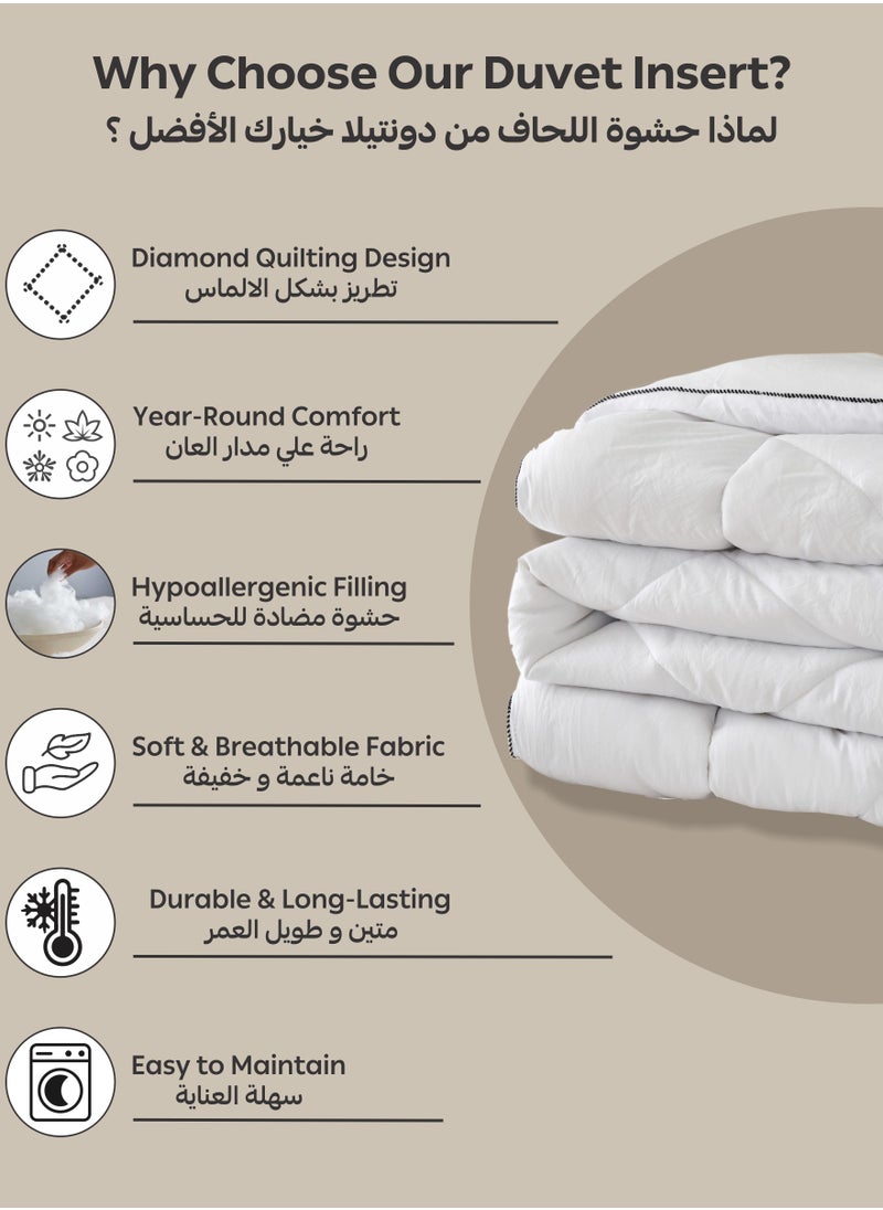 Donetella - Comforter Duvet Insert – Size 160x220 cm – All Season Quilt with 350 GSM Soft Luxury Down Alternative Filling – Diamond Quilted for Single Bed - Image 1