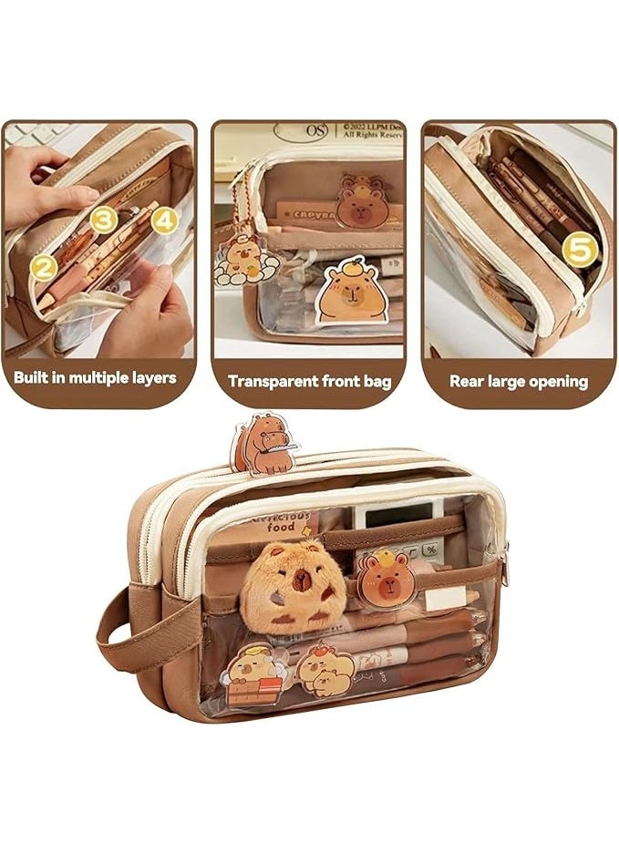 5PCS Large Capacity Transparent Stationery Gift Set Multi-Layer Pencil Case School Supplies Set for Boys and Girls Students - Image 3