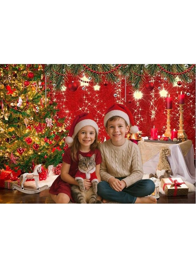 Dudaacvt 7x5ft Christmas Photography Backdrop Christmas Red Theme Backdrop New Year Decoration Background Family Party Baby Shower Decoration Background D607 - Image 5