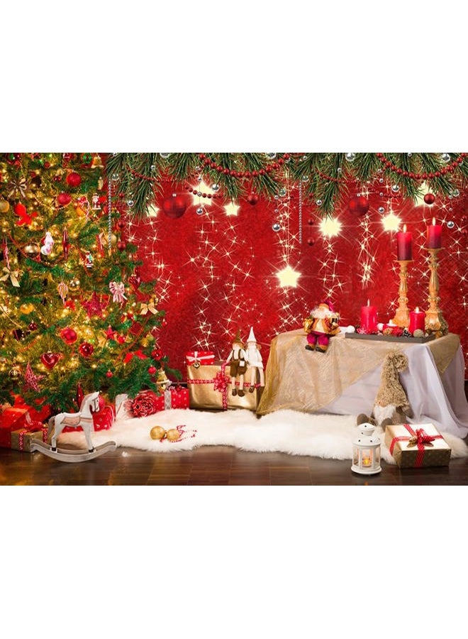 Dudaacvt 7x5ft Christmas Photography Backdrop Christmas Red Theme Backdrop New Year Decoration Background Family Party Baby Shower Decoration Background D607 - Image 1