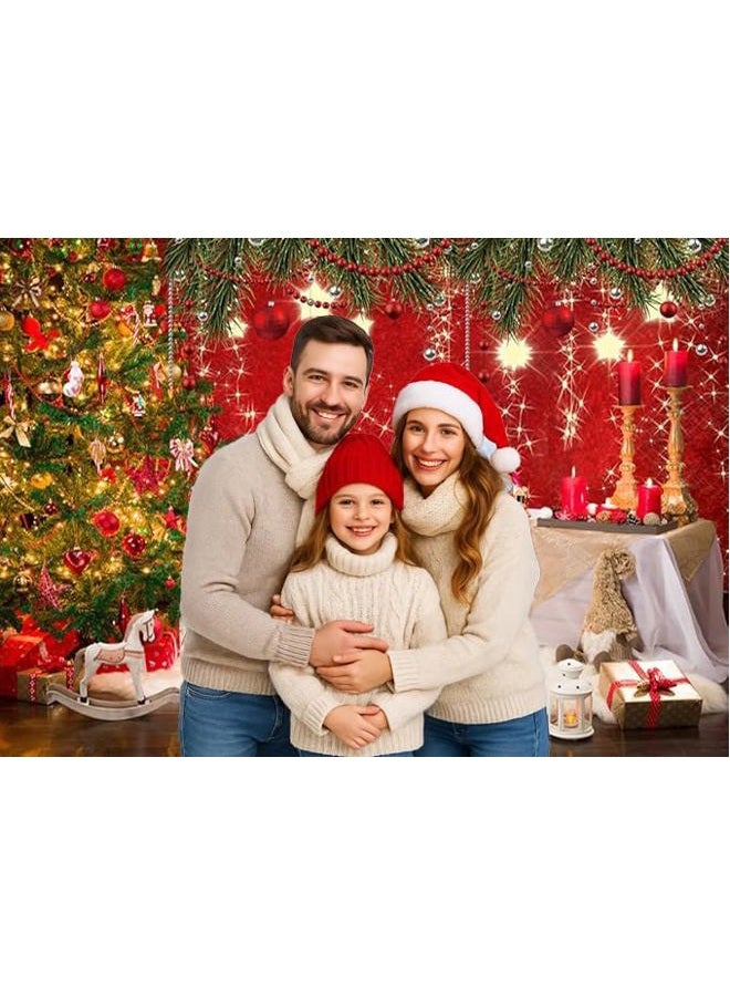 Dudaacvt 7x5ft Christmas Photography Backdrop Christmas Red Theme Backdrop New Year Decoration Background Family Party Baby Shower Decoration Background D607 - Image 2