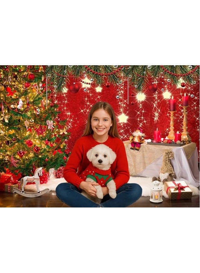 Dudaacvt 7x5ft Christmas Photography Backdrop Christmas Red Theme Backdrop New Year Decoration Background Family Party Baby Shower Decoration Background D607 - Image 3