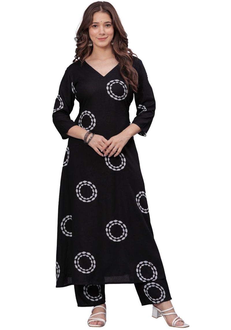 rytras Women's Rayon Printed Anarkali Kurta Set with Palazzo Pants - Ethnic Wear, Black(RYT591,S) - Image 4