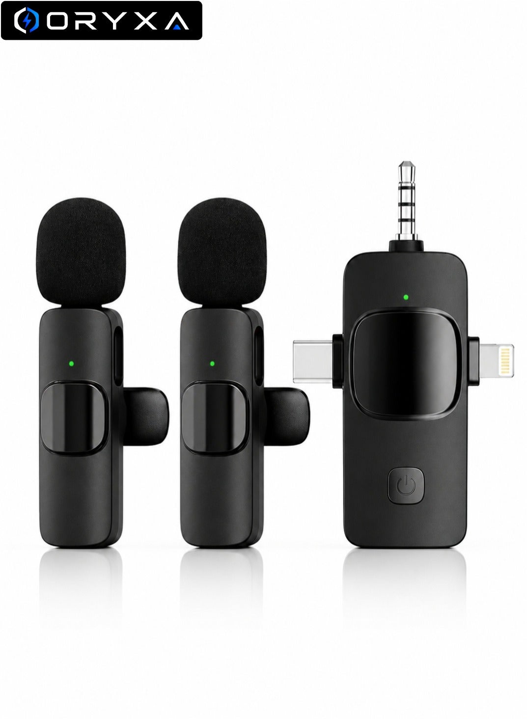oryxa Oryxa Wireless Lavalier Microphone 3-in-1 Dual Mic Set For iPhone Android Camera Compu Z365D3D428984830207D1Z