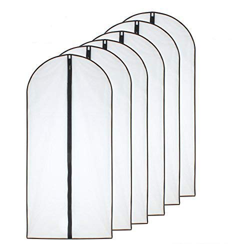HomeClean Garment Bags For Hanging Clothes (Set Of 6) Black Side Breathable Garment Bag Clothes Cover Clear Full Zipper Bags For Suit Clothes Storage (24'' X 48''  Black) - Image 1