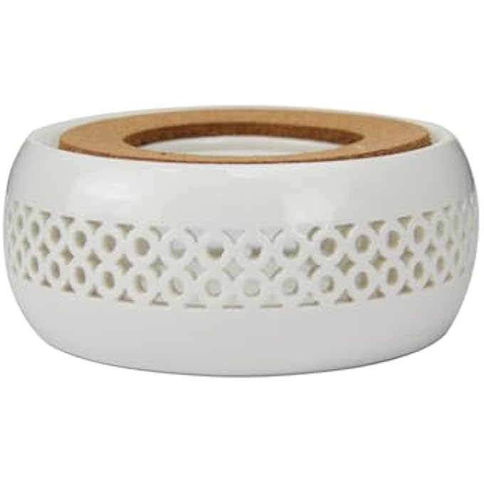Tealand Ceramic Teapot Warmer With Cork Cushion Suitable For Teapot Heating Coffee Milk Tea Warmer White