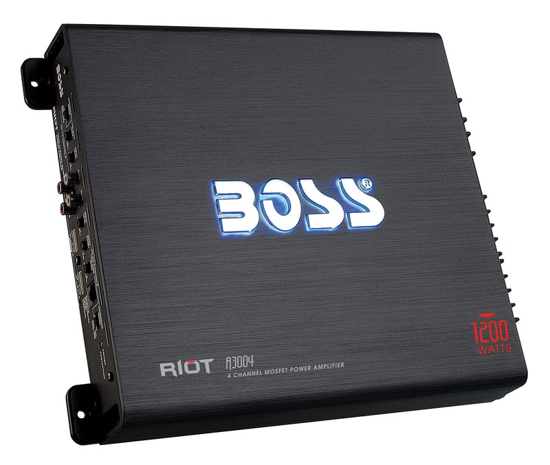 BOSS Audio Systems R3004 4 Channel Car Amplifier - 1200 Watts, 2/4 Ohm Stable, Class A/B, Full Range, Bridgeable, MOSFET Power Supply, Remote Subwoofer Control - Image 1