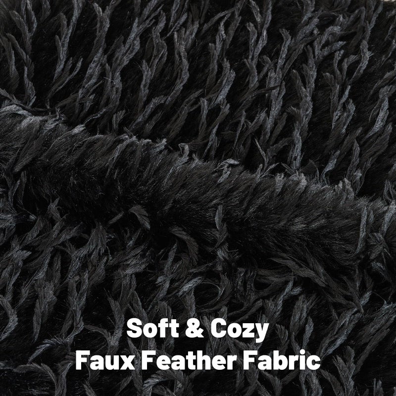 FUTEI Black Decorative Throw Pillow Covers 18x18 Inch Set of 2,Soft Fluffy Faux Feather Texture Cushion Cases,Modern Home Luxury Decor for Couch Bed Living Room - Image 2