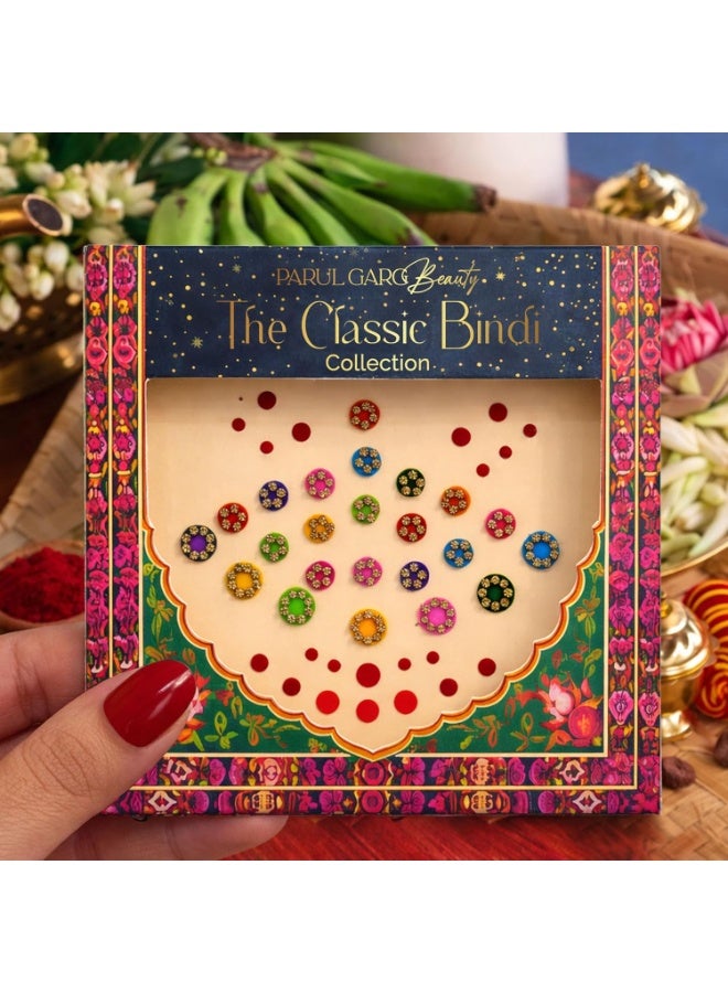Parul Garg Beauty Utsav Bindi Patta for Women | Reusable Self-Adhesive – 30+ Multicolour Bindis | Traditional Indian Round Bindis for Wedding, Festival & Bridal Wear - Image 3