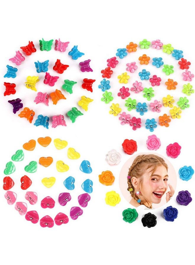 YISSION 200 Pcs Mini Flower/ Butterfly/ Heart Hair Clip Rose Claw Clips 90S Hair Accessories For Girls Women School Party Gifts Assorted Color - Image 1