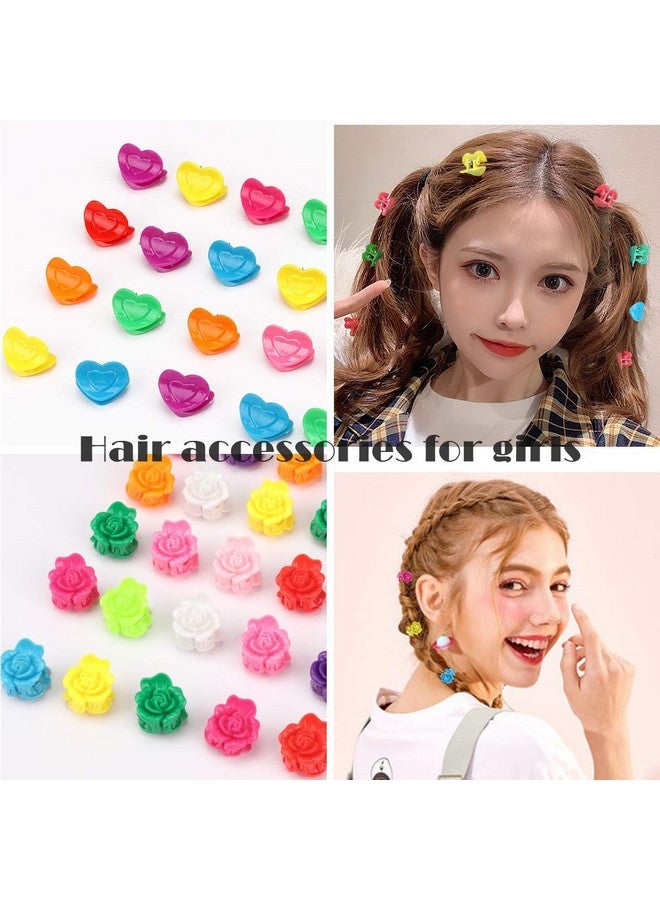 YISSION 200 Pcs Mini Flower/ Butterfly/ Heart Hair Clip Rose Claw Clips 90S Hair Accessories For Girls Women School Party Gifts Assorted Color - Image 2