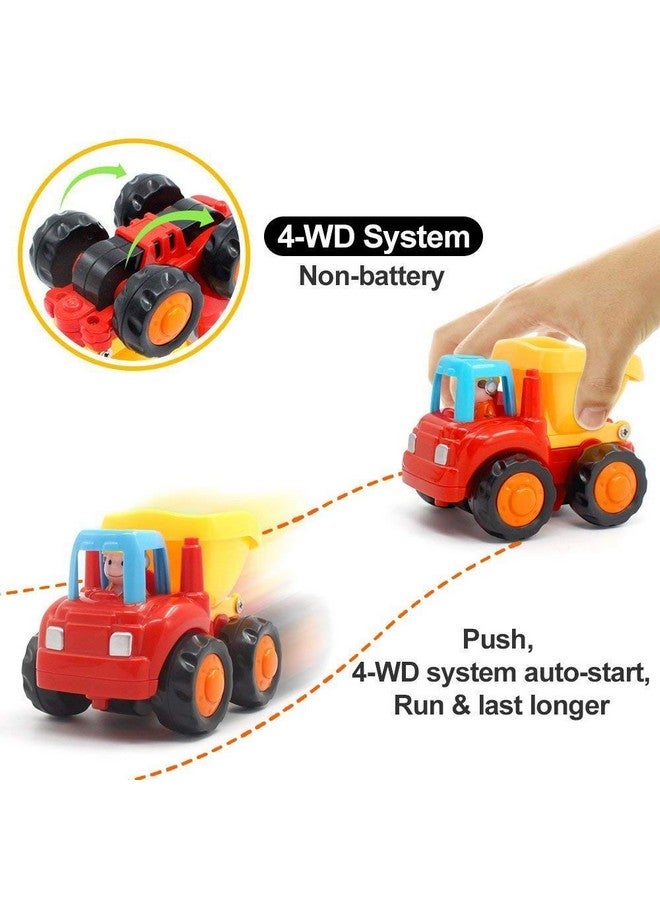 Yiosion Friction Powered Cars Push and Go Trucks Construction Vehicles Toys Set of Tractor Bulldozer Dump Truck Cement Mixer for Baby Toddlers Infants Boys Gifts  - Image 2