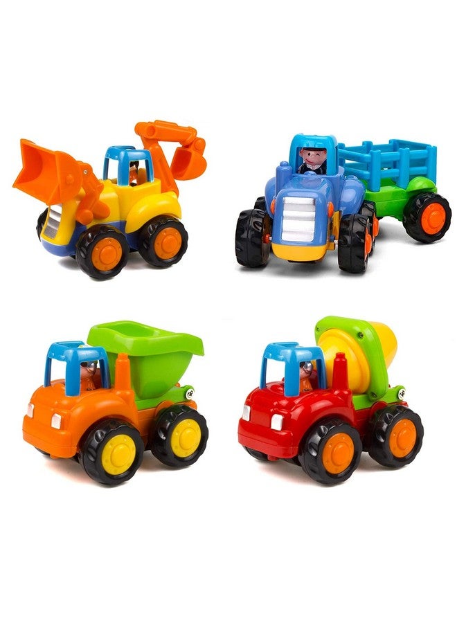Yiosion Friction Powered Cars Push and Go Trucks Construction Vehicles Toys Set of Tractor Bulldozer Dump Truck Cement Mixer for Baby Toddlers Infants Boys Gifts  - Image 1