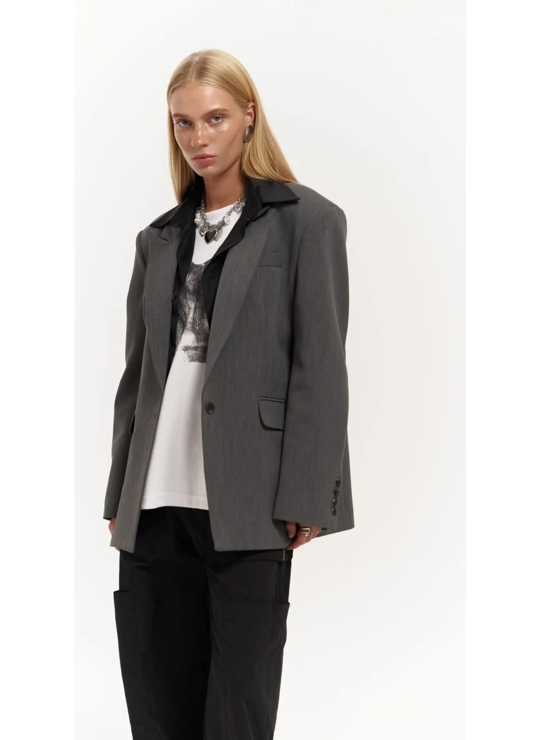 Mai Collection Catroux Shirt Collar Detailed Smoke Blazer