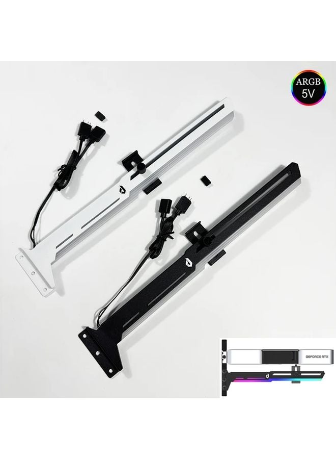 حامل كرت شاشة ARGB أسود لعلبة الكمبيوتر المعدني مع رسومات مضيئة ومزامنة الضوء - Image 4
