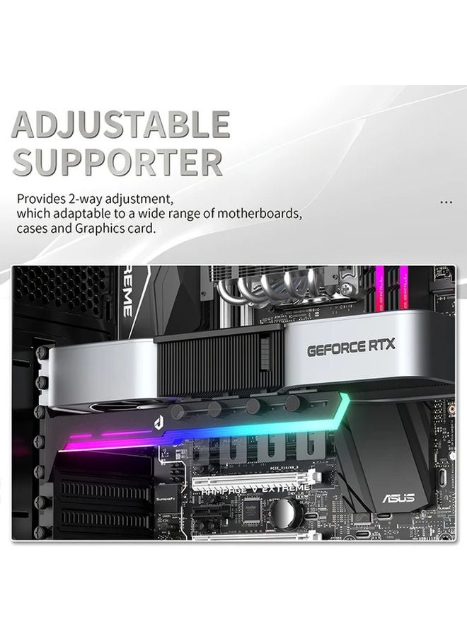 حامل كرت شاشة ARGB أسود لعلبة الكمبيوتر المعدني مع رسومات مضيئة ومزامنة الضوء - Image 5