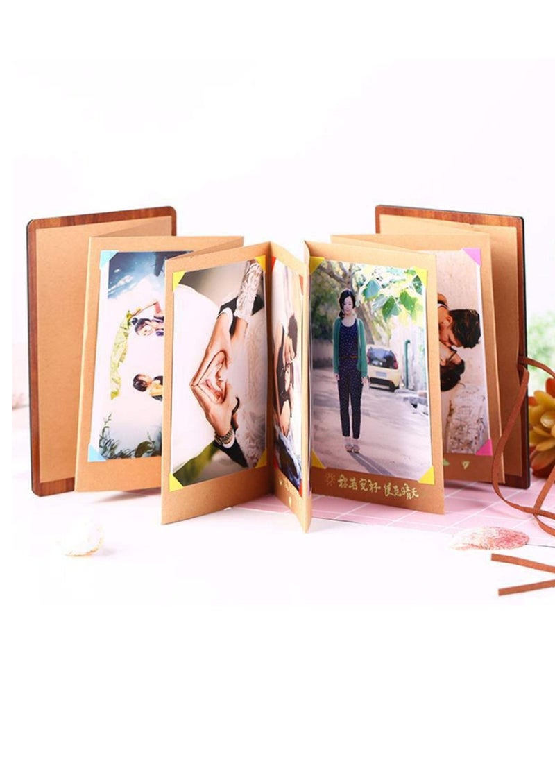 SYOSI Album Book Small 17 * 11cm Scrapbook 22 Sides Kraft Photo Album, Wooden Cutout Animal Print Cover with Kraft Strap for Family Album, Graduation Record Book, Growing Up Album, Love Record - Image 2