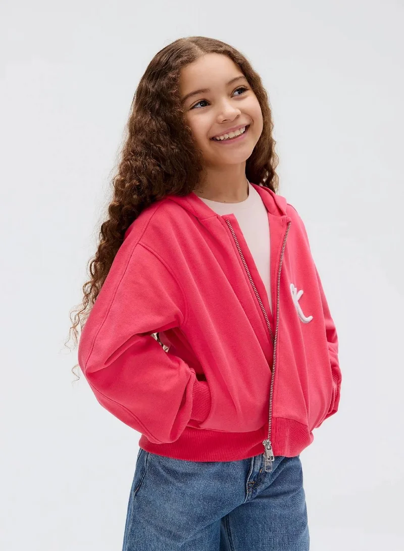 Calvin Klein Jeans Teaberry Relaxed Zip Up Hoodie for Women | Best Price UAE