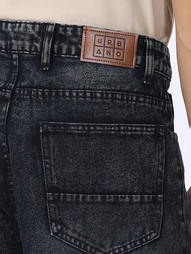 Urbano Fashion  Urbano Fashion Men's Black Loose Baggy Fit Washed Jeans Non-Stretchable for Men | Best Price UAE