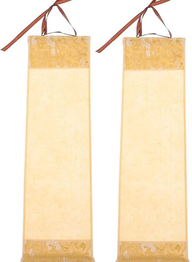 DIYEAH 2 Pack Blank Chinese Calligraphy Rice Paper Scrolls 24x80cm Wall Hanging Art - Image 2