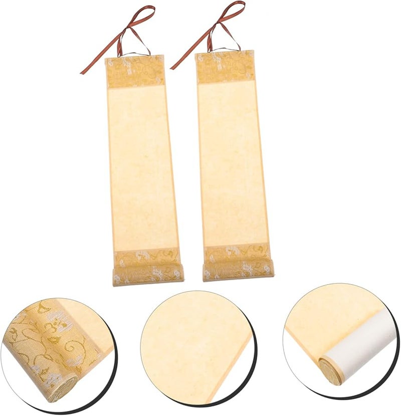 DIYEAH 2 Pack Blank Chinese Calligraphy Rice Paper Scrolls 24x80cm Wall Hanging Art - Image 5