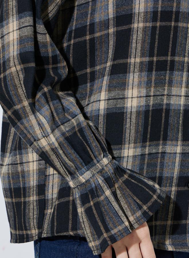 Styli Black Checked Print Long Sleeve Shirt - Image 5