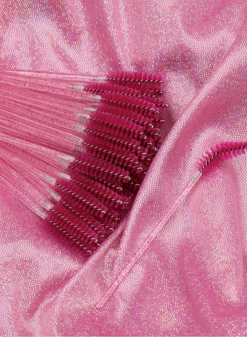 50 Glitter Pink Disposable Mascara Wands – Spiral Lash Brushes for Makeup & Eyelash Extensions - Image 3