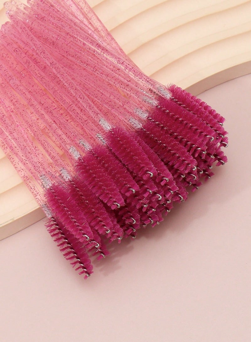 50 Glitter Pink Disposable Mascara Wands – Spiral Lash Brushes for Makeup & Eyelash Extensions - Image 4
