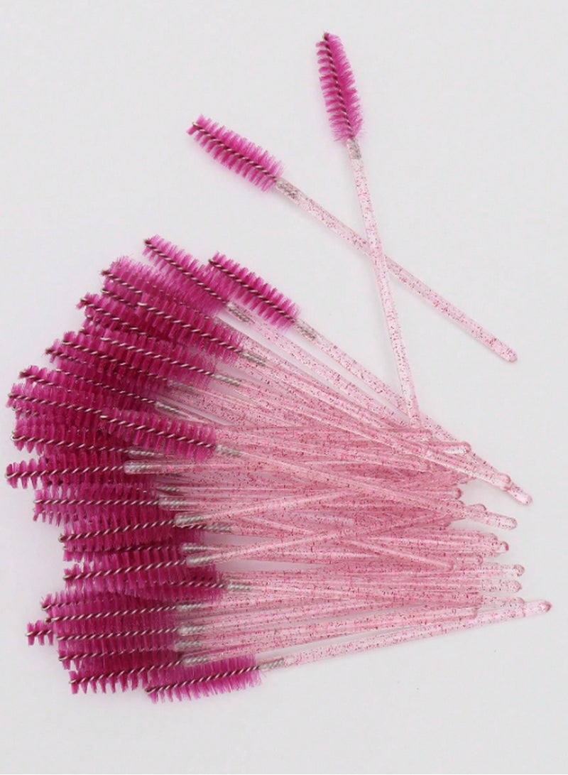 50 Glitter Pink Disposable Mascara Wands – Spiral Lash Brushes for Makeup & Eyelash Extensions - Image 5