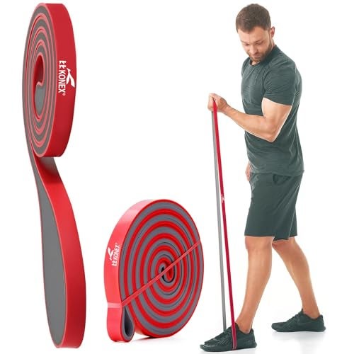 Konex Heavy Resistance Band for Men & Women | Durable Natural Latex Stretch Band (7-15 Kg) for Back & Full Body Workout | Ideal for Home, Gym, Fitness, Yoga, Stretching & Toning Exercises - Red - Image 1