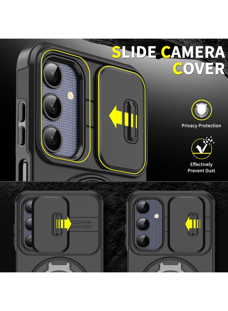 جولدن ماسك لهاتف سامسونج جالاكسي اية 14/ اية 14 5جى (Samsung Galaxy A14/A14 5G) جراب هاتف مزودة بحلقة ممعدنيه لحامل الهاتف وسليد لحماية الكاميرا - (اسود) - Image 5