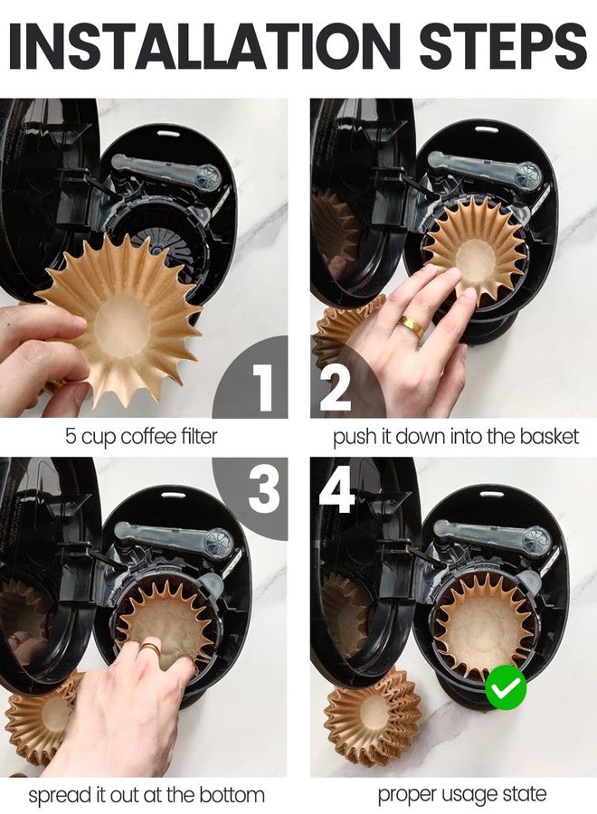 MIMORE 5 Cup Coffee Filter - 120 PCS Small Coffee Filters Compatible with Mr Coffee Filters 5 Cup - Unbleached Basket Disposable Paper Filter - Image 4