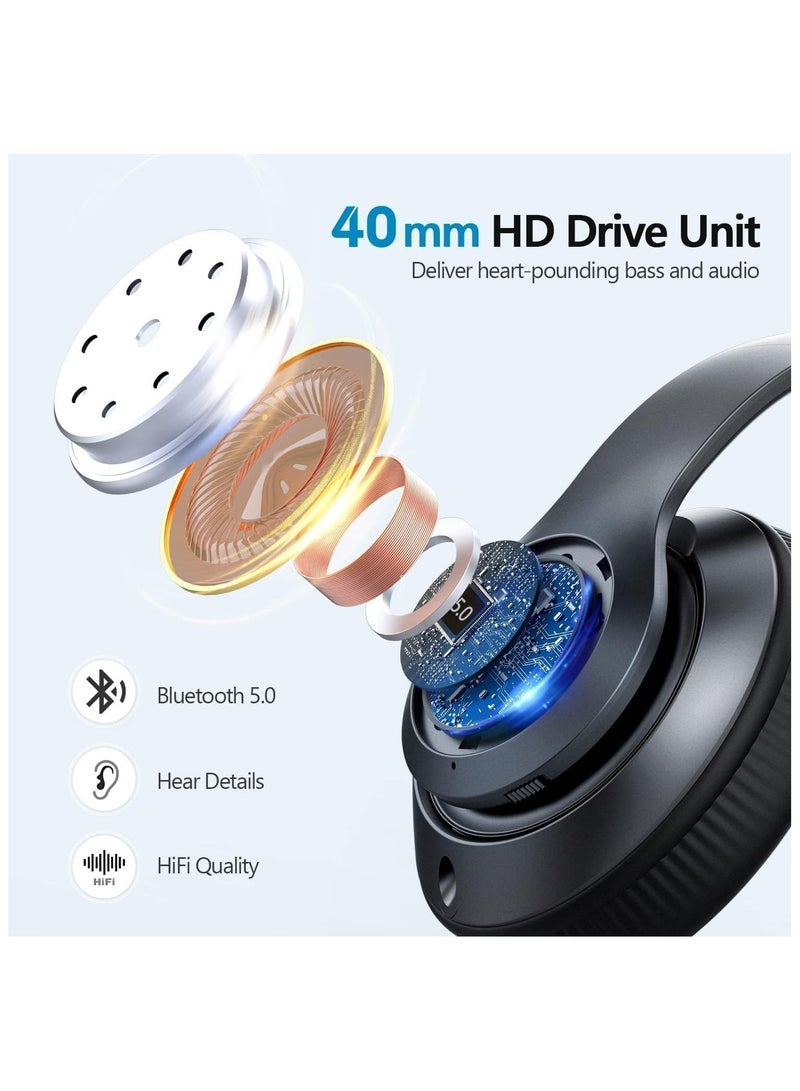 Bluetooth Headphones Over Ear, Wireless Bluetooth Headphones with Built-in Mic and Colorful Lights, Foldable Wireless and Wired Stereo Headset Micro SD/TF, FM for Cell Phone, PC etc - Image 2