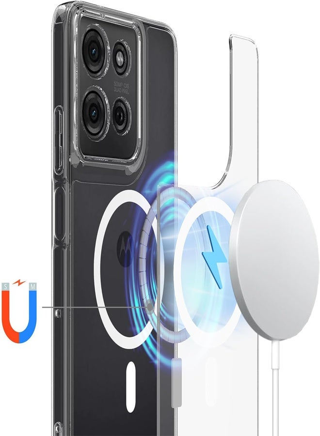 Transparent Magnetic Case Compatible with Motorola Moto G75 5G Built in Magnetic Suction Four Corner Airbag Anti Drop Shell Cover for Motorola G75 5G - Image 2