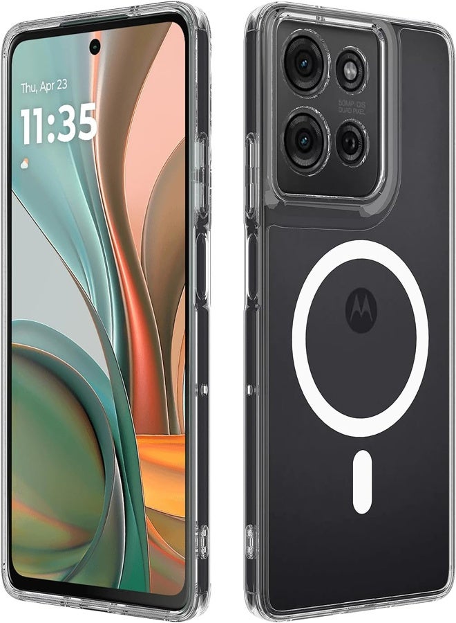 Transparent Magnetic Case Compatible with Motorola Moto G75 5G Built in Magnetic Suction Four Corner Airbag Anti Drop Shell Cover for Motorola G75 5G - Image 1