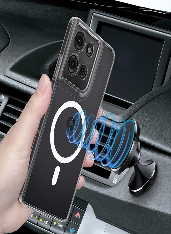 Transparent Magnetic Case Compatible with Motorola Moto G75 5G Built in Magnetic Suction Four Corner Airbag Anti Drop Shell Cover for Motorola G75 5G - Image 3